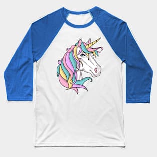 Pastel Rainbow Unicorn Baseball T-Shirt